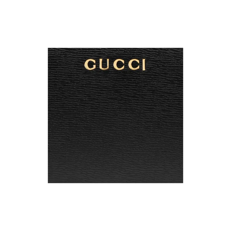 GUCCI Leather Wallet Women's Black-4