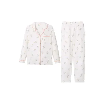 Flowers In Water Home Suit Women's White Small Floral