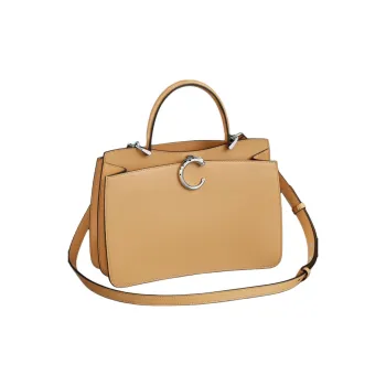 CARTIER Panthère De Cartier Calfskin Shoulder Bag Crossbody Bag Handbag Small Size Women's Camel Beige