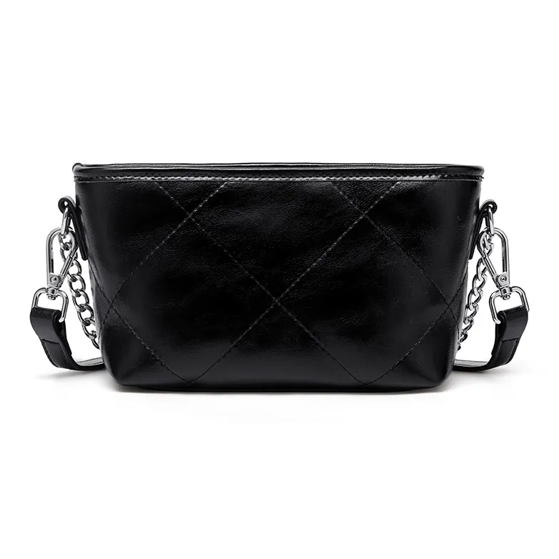 CinvaiKrose Shoulder Bags Diamond Pattern Phantom Black Shopping Bag Included-2