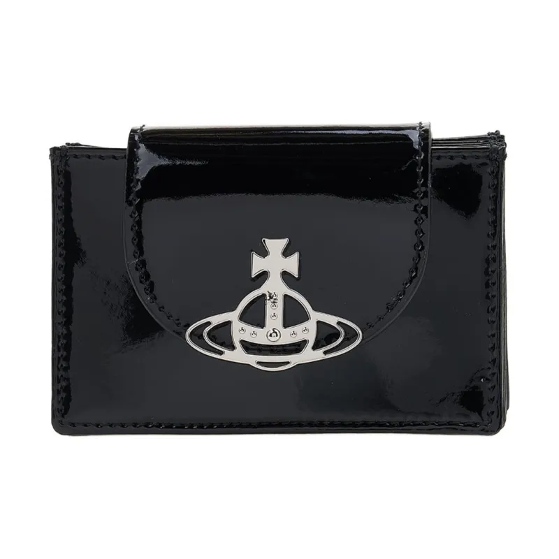 Vivienne Westwood Bright Patent Leather Card Holder Women's Black-0