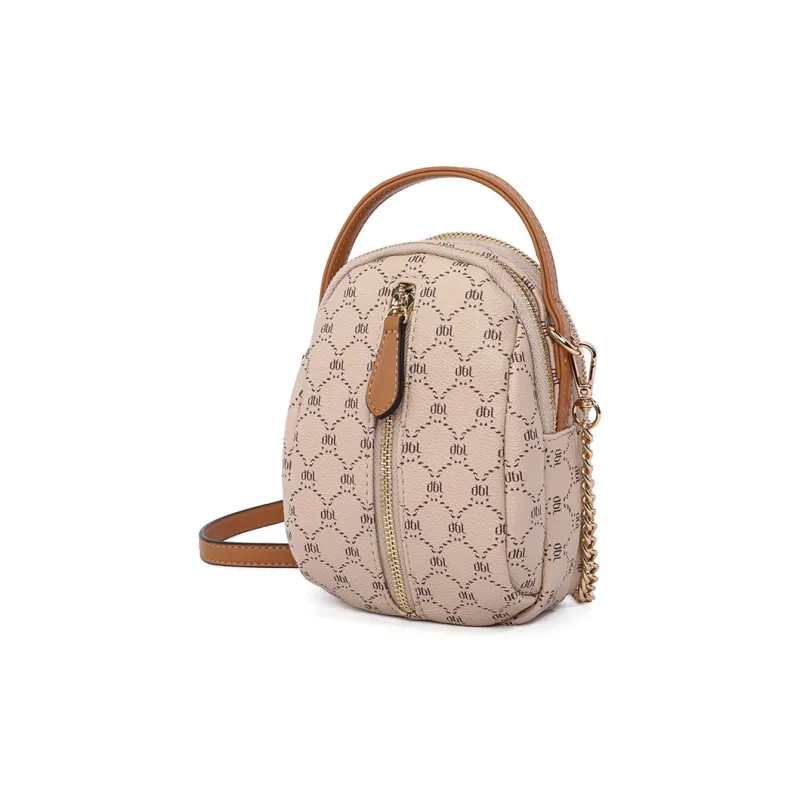 Dubaolu Polyvinyl Chloride PVC With Polyurethane Crossbody Bag Regular Women's Shell Apricot/Shell Khaki-2