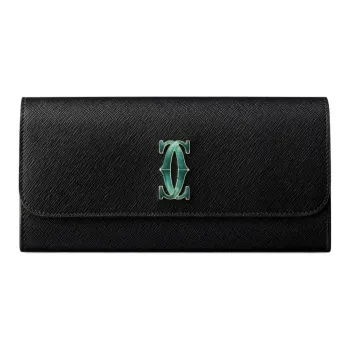 CARTIER C De Cartier Collection Calfskin Wallet Women's Black