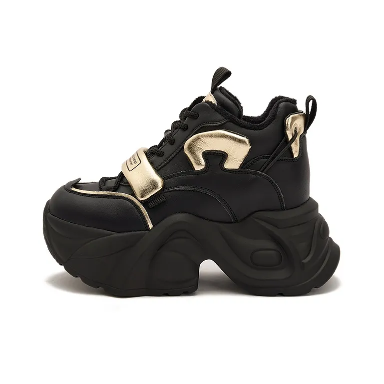 Milan Love Song Lightweight Warm Low-Top Chunky Sneakers Women's Black-12
