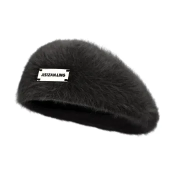 EEEENO Imitation Rabbit Fur Blend Berets Women's