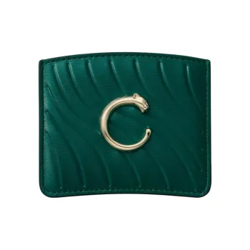 CARTIER PANTHÈRE Cheetah Collection Calfskin Card Holder Women's Emerald Green