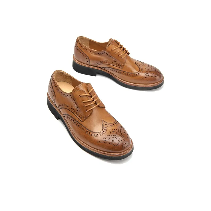 Beau Today Dress Shoes Men Low Top Brown Yellow-9