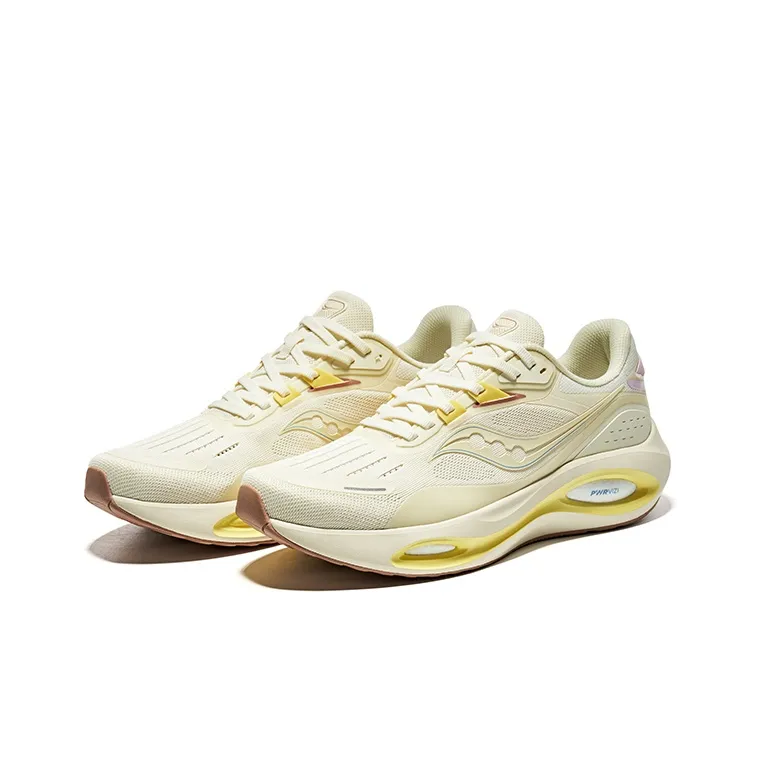 Saucony Phoenix Inferno 3 Cushioning Low Top Running Shoes Unisex Beige Yellow-2