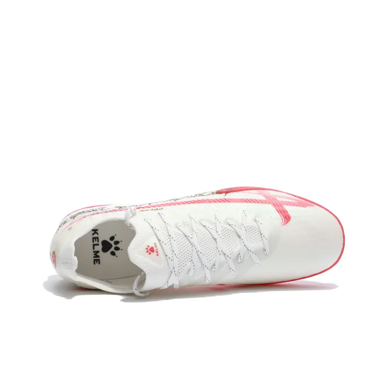 KELME Lightning 2.5 TF Turf Shock Absorbers Slip Resistant Breathable Soccer Shoes Unisex White Red-3
