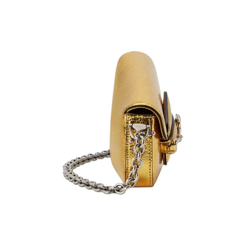 GUCCI Horsebit 1955 Leather Portable Crossbody Bag Shoulder Bag Mini Women's Gold-4