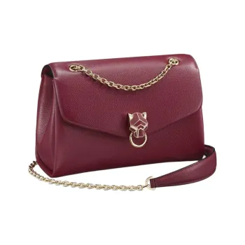 CARTIER PANTHÈRE Calfskin Shoulder Bag, Crossbody Bag Small Size Women's Burgundy