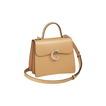 CARTIER PANTHÈRE Cheetah Collection Calfskin Handbag, Shoulder Bag, Crossbody Bag Small Size Women's Camel Beige