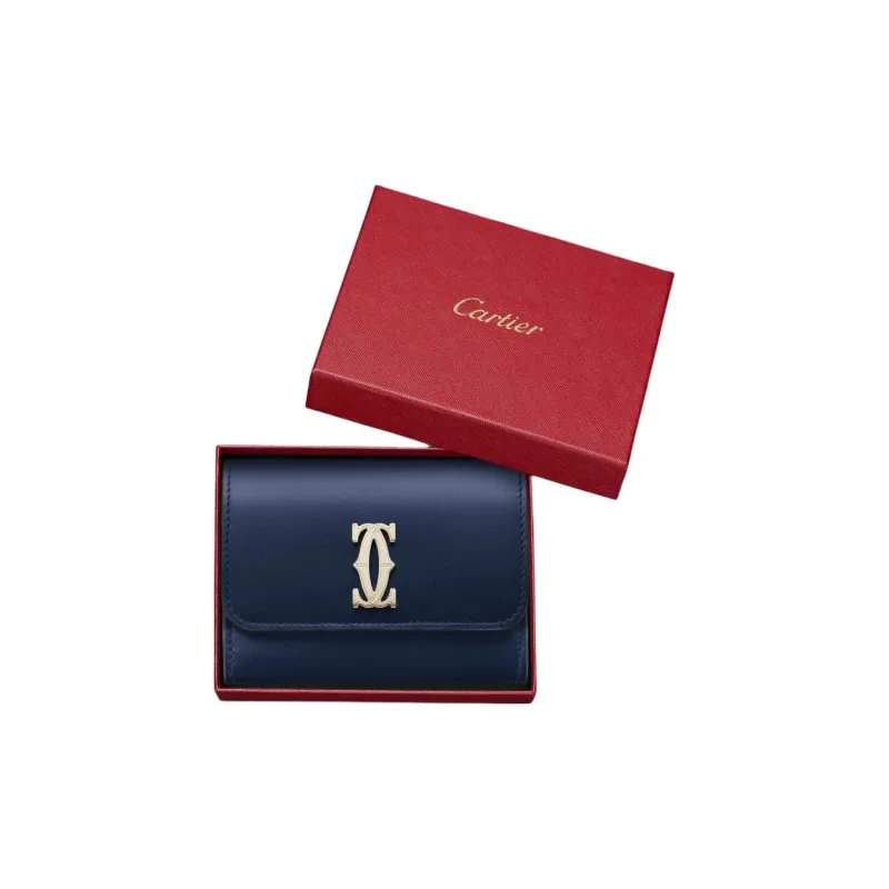 CARTIER C De Cartier Collection Calfskin Wallet Mini Women's Midnight Blue-3