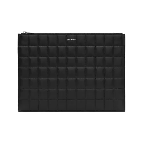SAINT LAURENT PARIS Grained Leather Clutch Men's Black