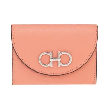 FERRAGAMO Calfskin Leather Wallet Women's Coral Pink