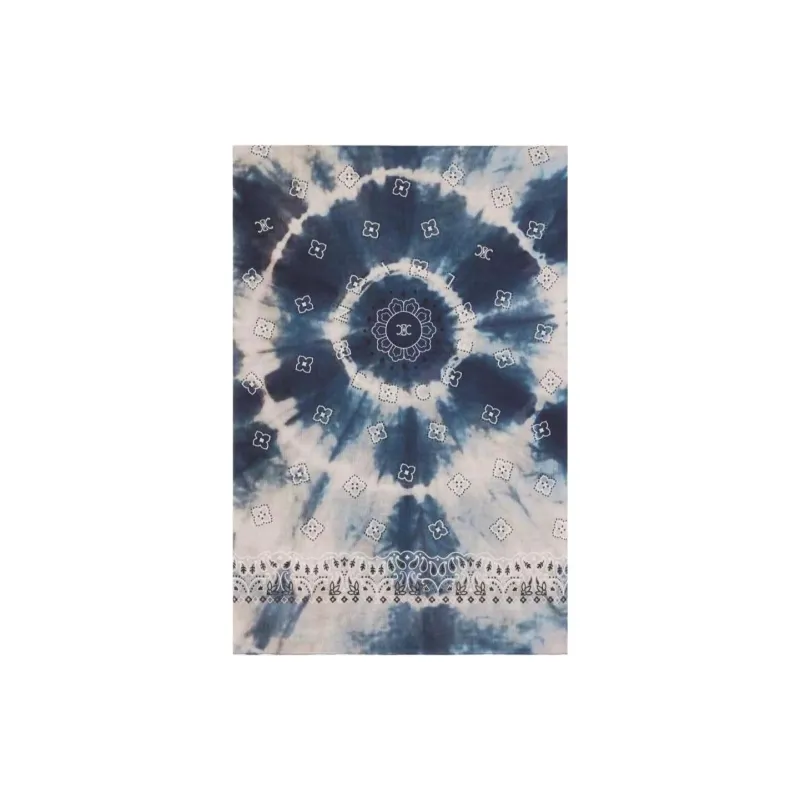 CELINE Cotton Silk Scarves Women's Blue-1