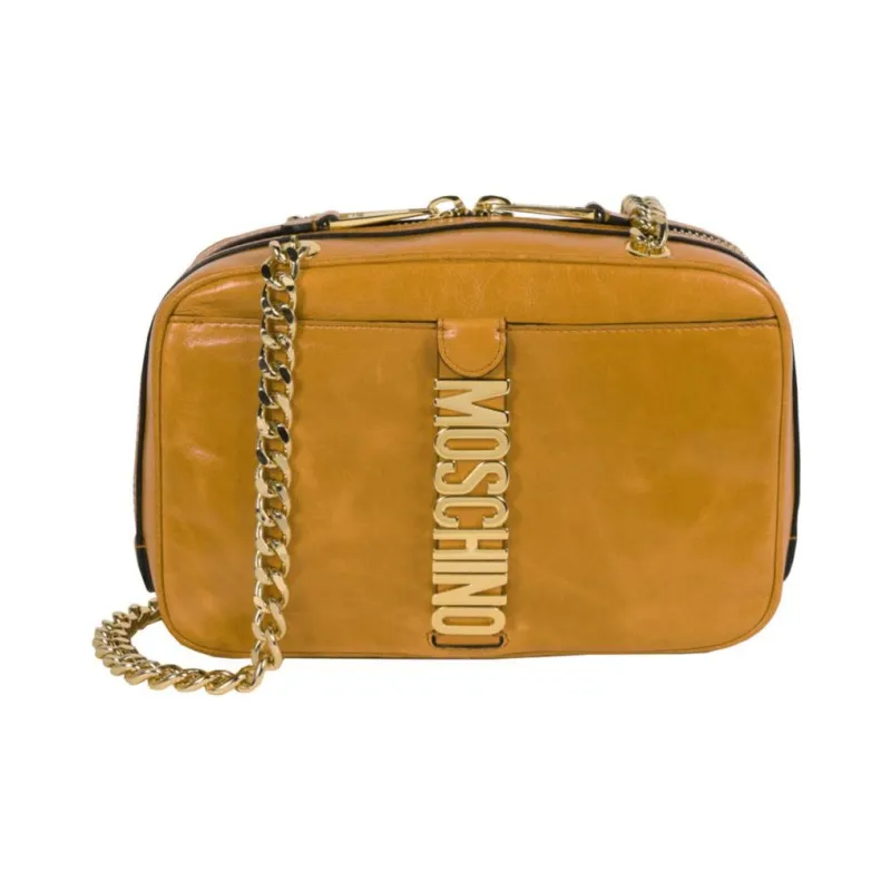 MOSCHINO Leather Crossbody Bag, Shoulder Bag Women's Light Umber-0