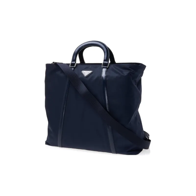 PRADA Recycled Nylon Shoulder Bag Crossbody Bag Handbag Large Size Women's Blue-1