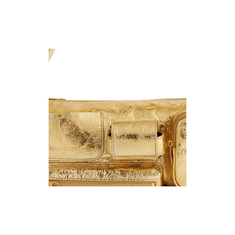 Balenciaga Superbusy Lambskin Handbag Shoulder Bag Women's Gold-4