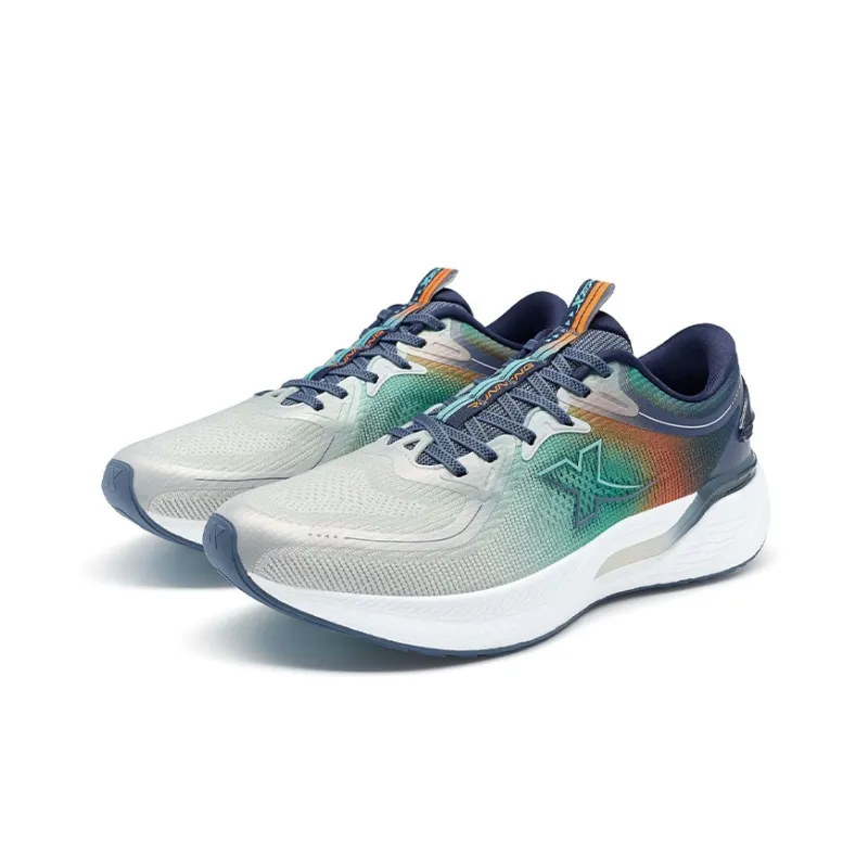 China Post x XTEP Low Top Running Shoes Men's Lunar Stone Gray/Gray Indigo Blue-3
