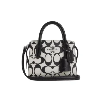 COACH Canvas With Leather Tote Bag Shopping Bag Shoulder Bag Crossbody Bag Handbag Mini Women's Silver & Chalk