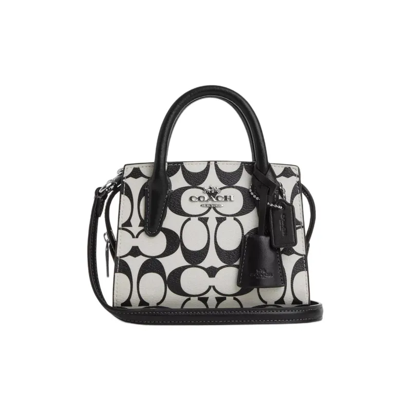 COACH Canvas With Leather Tote Bag Shopping Bag Shoulder Bag Crossbody Bag Handbag Mini Women's Silver & Chalk-0