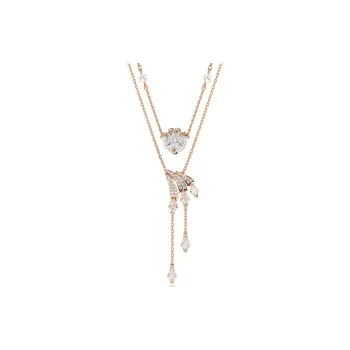 Swarovski DRAGON & PHOENIX Cubic Zirconia Faux Crystal Rose Gold-Tone Plated Faux Pearl Necklaces Women's Rose Gold