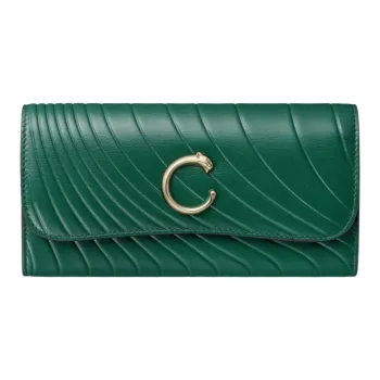 CARTIER PANTHÈRE Calfskin Wallet Women's Emerald Green