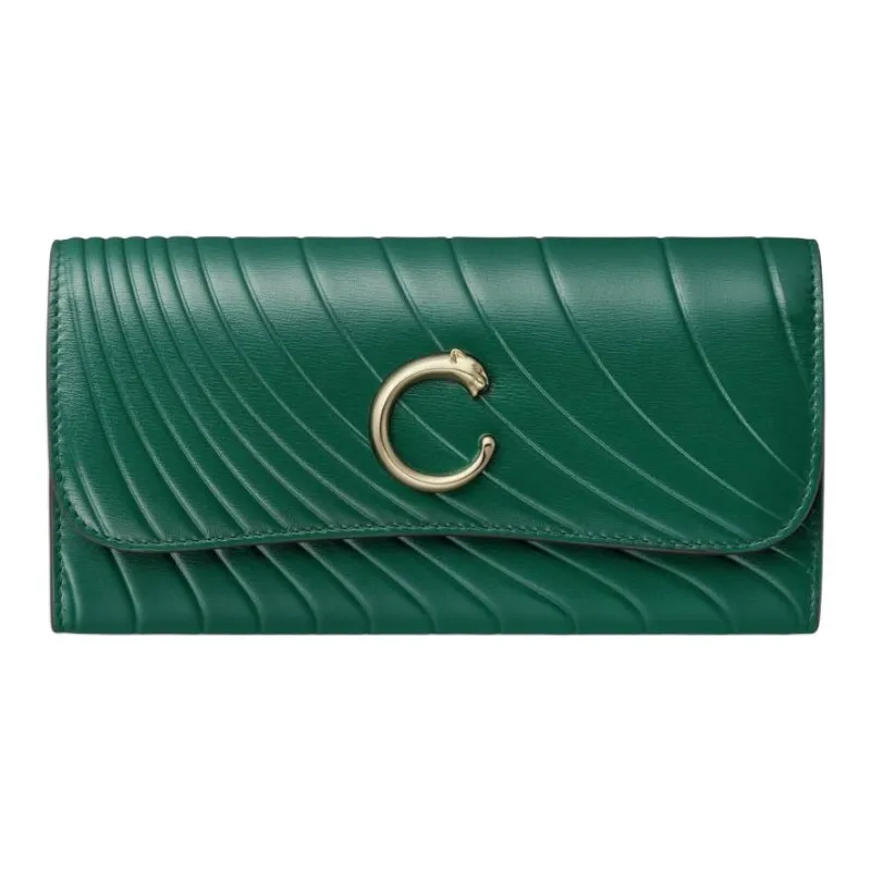 CARTIER PANTHÈRE Calfskin Wallet Women's Emerald Green-0