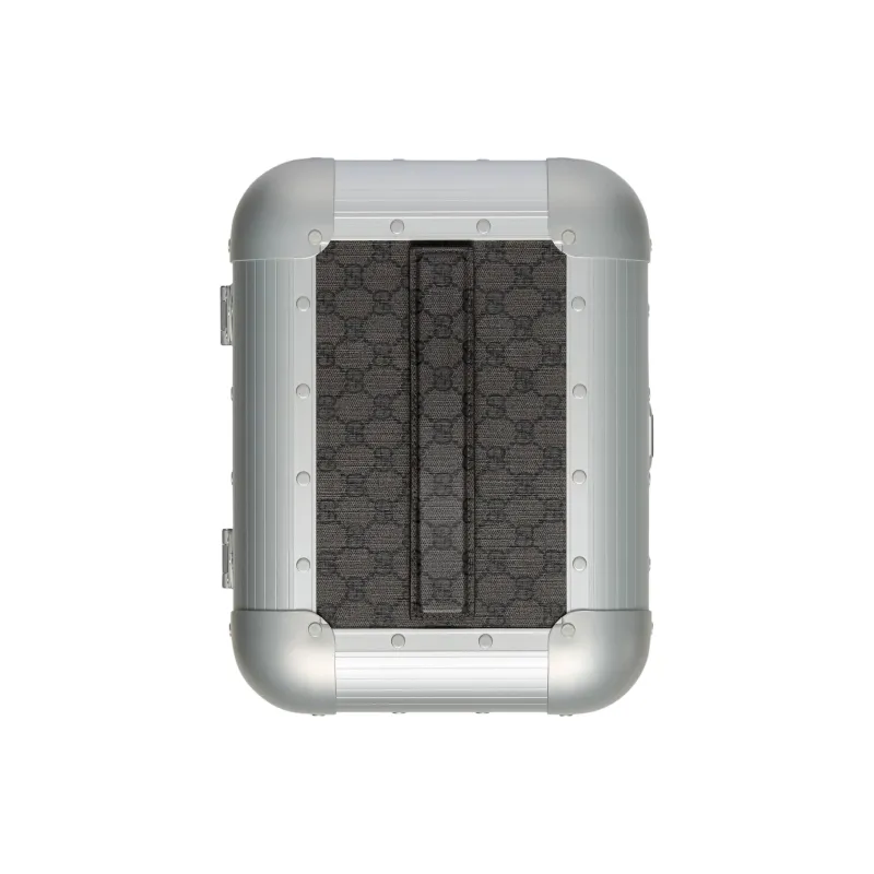 GUCCI Silver aluminium Patchwork Canvas Makeup Case Mini Women's Gray & Black-6