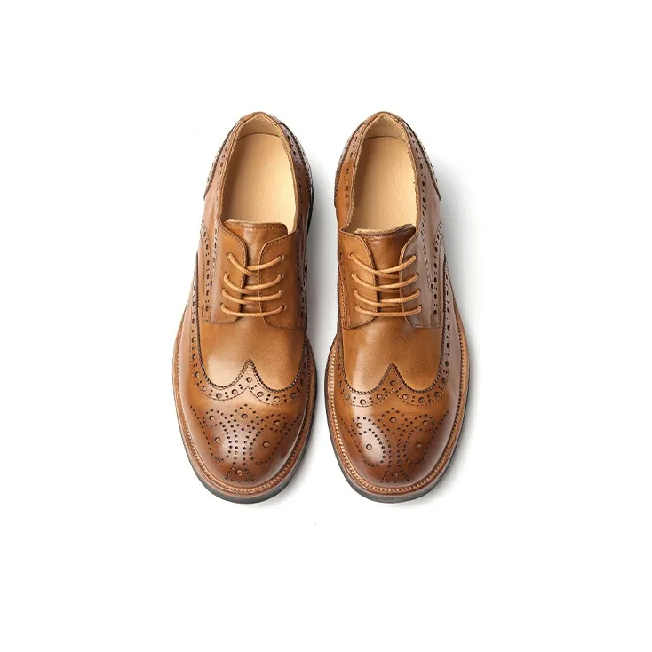Beau Today Dress Shoes Men Low Top Brown Yellow-10