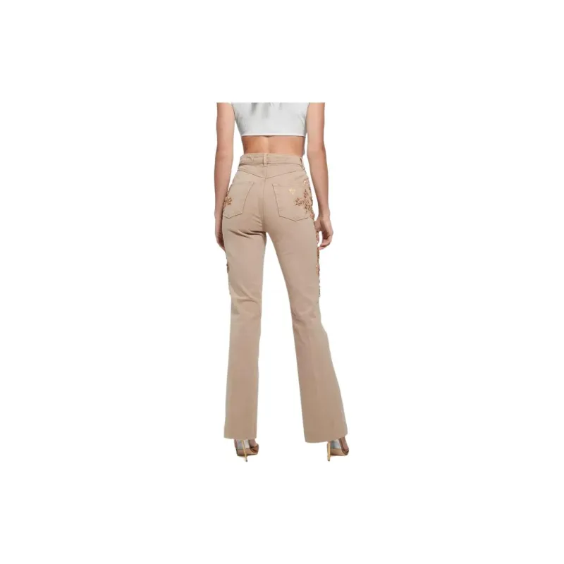GUESS Pop '70s Embellished Flared Jeans Jeans Women's Gold-1