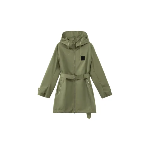 Burberry Trench Coats Women's Olive Green