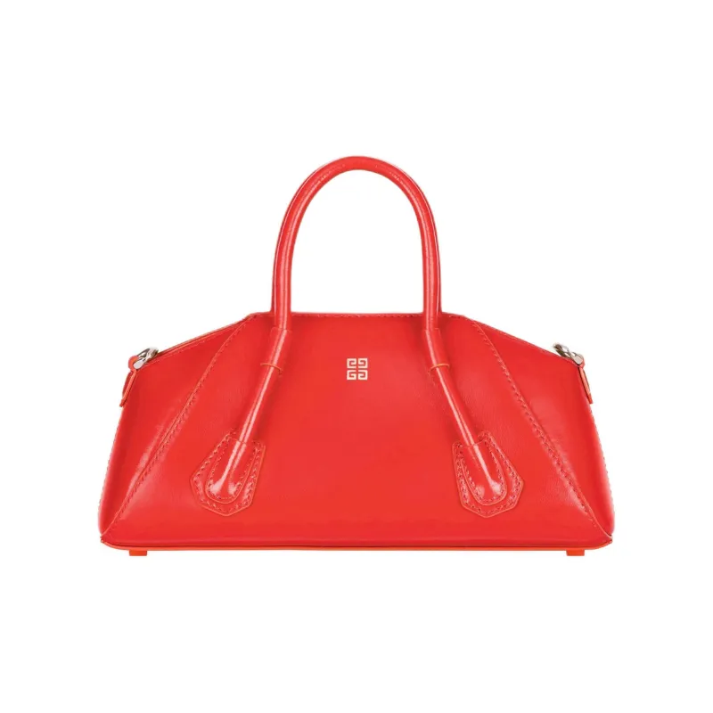 GIVENCHY Antigona Silk Blended With Lambskin Shoulder Bag Crossbody Bag Handbag Mini Women's Red-3