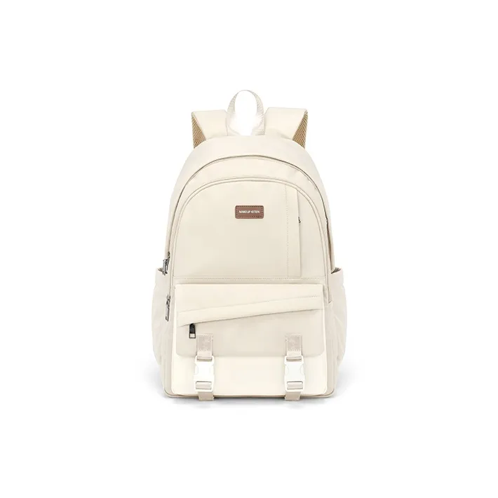 MAKEUP KITTEN Nylon Backpack Large Size Unisex Black/Khaki-7