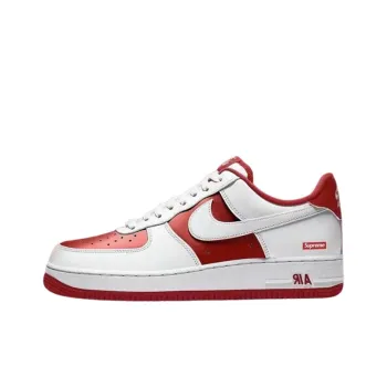 Supreme x Nike Air Force 1 Slip Resistant Low Top Skateboard Shoes Men's White Red