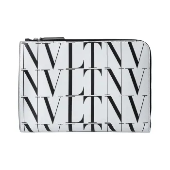 Valentino Cow Leather Clutch Women's White