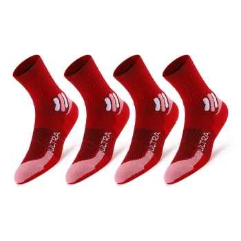 MUSCLESWING Mid-Calf Socks Unisex 4 Pack Red