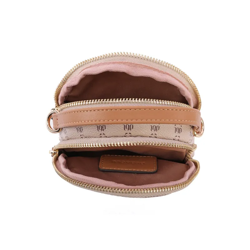 Dubaolu Polyvinyl Chloride PVC With Polyurethane Crossbody Bag Regular Women's Shell Apricot/Shell Khaki-5