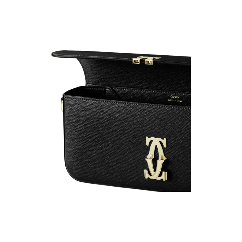 CARTIER C De Cartier Collection Textured Calfskin Crossbody Bag Shoulder Bag Women's Black-2