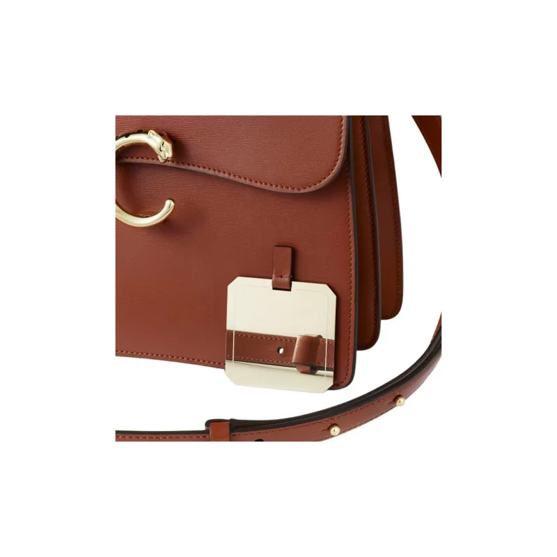 CARTIER Panthère De Cartier Calfskin Shoulder Bag Crossbody Bag Handbag Small Size Women's Chestnut-2