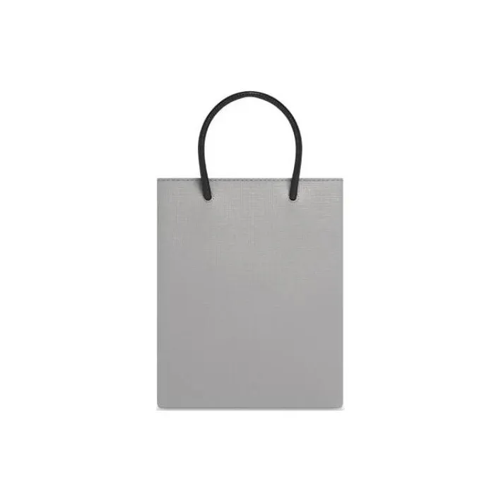 Balenciaga Calfskin Tote Bag Shopping Bag One Shoulder Handbag Crossbody Bag Large Size Women's Gray & Silver-3