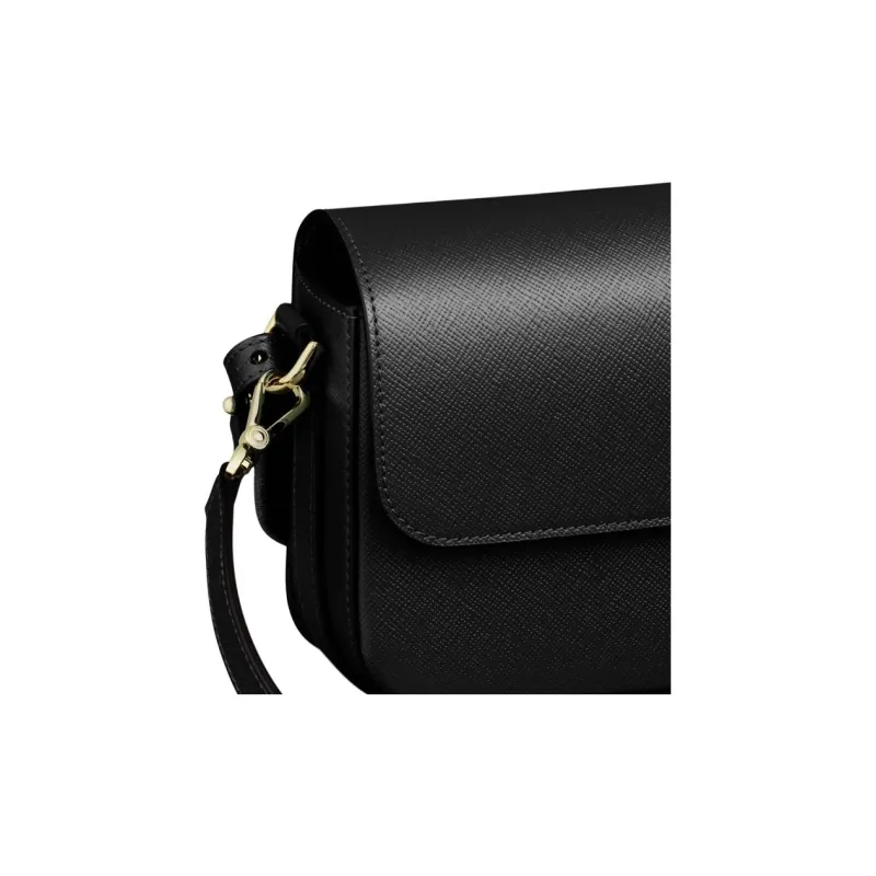 CARTIER C De Cartier Collection Textured Calfskin Crossbody Bag Shoulder Bag Women's Black-3