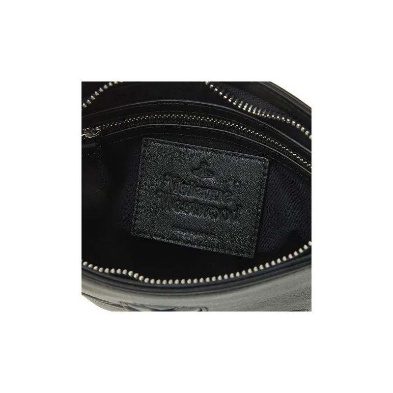 Vivienne Westwood Cow Leather Shoulder Bag, Crossbody Bag Unisex Black-8