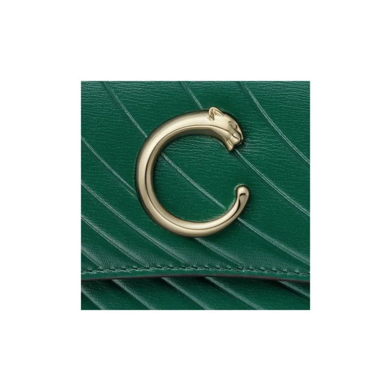 CARTIER PANTHÈRE Calfskin Wallet Women's Emerald Green-3