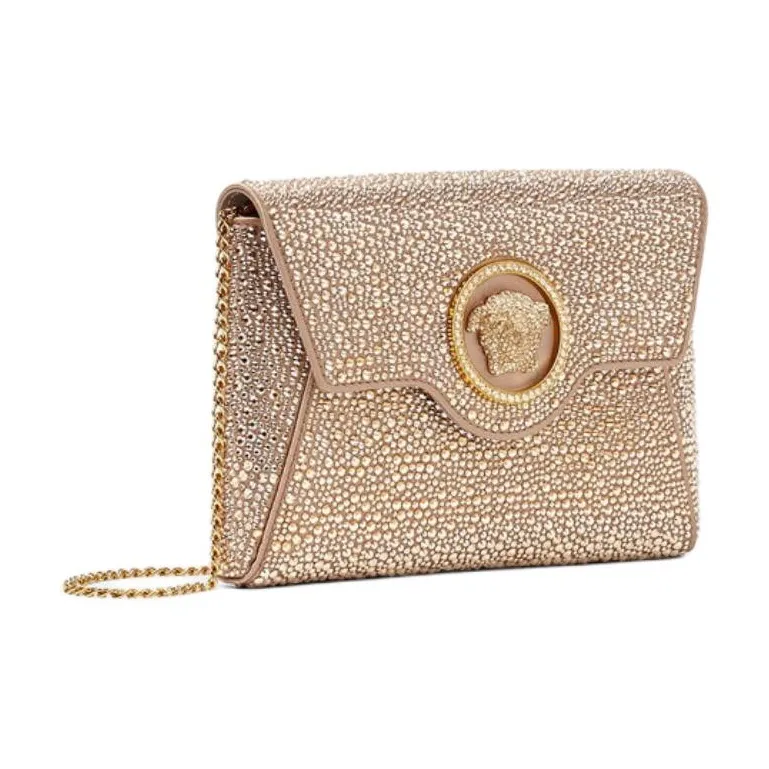 FANSIZHE La Medusa Leather One Shoulder Crossbody Clutch Women's Gold-1