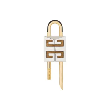 Givenchy Aluminum & Brass Padlock Bag Accessory Men's Gold & Silver