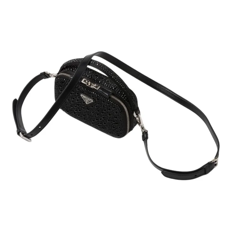 PRADA Satin Handbag Shoulder Bag Crossbody Bag Mini Women's Black-2