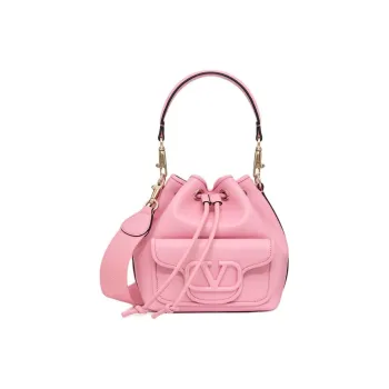 Valentino Calfskin Bucket Bag, Handbag, Shoulder Bag, Crossbody Bag Women's Cream Pink