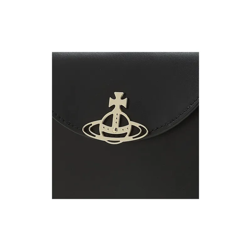 Vivienne Westwood Linda Cow Leather Crescent Bag, Saddle Bag, Shoulder Bag, Crossbody Bag Women's Black-5